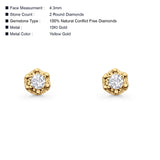 Solid 10K Yellow Gold 4.3mm Round Diamond Stud Earrings Wholesale