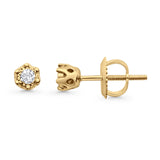 Solid 10K Yellow Gold 4.3mm Round Diamond Stud Earrings Wholesale