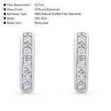 Solid 10K White Gold 12.7mm Round Half Eternity Diamond Hoop Earrings Wholesale