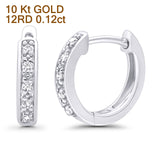 Solid 10K White Gold 12.7mm Round Half Eternity Diamond Hoop Earrings Wholesale