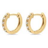 Solid 10K Yellow Gold 12.7mm Round Half Eternity Diamond Hoop Earrings Wholesale