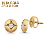 Solid 10K Yellow Gold 7mm Round Half Ball Star Shaped Diamond Stud Earrings Wholesale