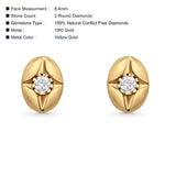 Solid 10K Yellow Gold 8.4mm Round Star Shaped Diamond Stud Earrings Wholesale