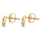 Solid 10K Yellow Gold 7.1mm Square Shaped Round Fine Diamond Stud Earrings Wholesale