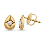 Solid 10K Yellow Gold 8.3mm Pear Shaped Round Diamond Stud Earrings Wholesale