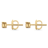 Solid 10K Yellow Gold 4mm Square Shaped Round Diamond Stud Earrings Wholesale