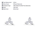 Solid 10K White Gold 4.5mm Trio Round Diamond Stud Earrings Wholesale