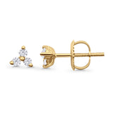 Solid 10K Yellow Gold 4.5mm Trio Round Diamond Stud Earrings Wholesale