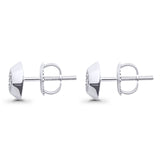 Solid 10K White Gold 7.4mm Octagon Shaped Round Diamond Stud Earrings Wholesale