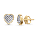 Solid 10K Yellow Gold 7.9mm Heart Shaped Round Diamond Stud Earrings Wholesale