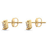 Solid 10K Yellow Gold 6.8mm Square Shaped Round Diamond Stud Earrings Wholesale