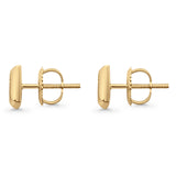 Solid 10K Yellow Gold 6.9mm Square Shaped Round Diamond Stud Earrings Wholesale