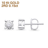 Solid 10K White Gold 5.4mm Classic Round Diamond Stud Earrings Wholesale