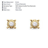 Solid 10K Yellow Gold 5.4mm Classic Round Diamond Stud Earrings Wholesale