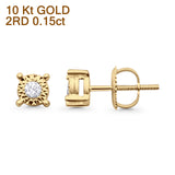 Solid 10K Yellow Gold 5.4mm Classic Round Diamond Stud Earrings Wholesale