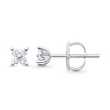 Solid 10K White Gold 3.8mm Butterfly Shaped Round Diamond Stud Earrings Wholesale