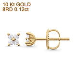 Solid 10K Yellow Gold 3.8mm Butterfly Shaped Round Diamond Stud Earrings Wholesale