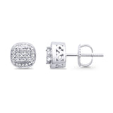 Solid 10K White Gold 7.5mm Cushion Shaped Round Diamond Stud Earrings Wholesale