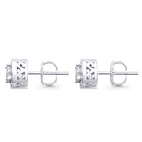 Solid 10K White Gold 7.5mm Cushion Shaped Round Diamond Stud Earrings Wholesale