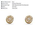 Solid 10K Yellow Gold 5mm Round Shaped Diamond Stud Earrings Wholesale