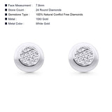 Solid 10K White Gold 7.8mm Round Shaped Diamond Stud Earrings Wholesale