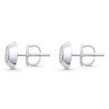 Solid 10K White Gold 7.8mm Round Shaped Diamond Stud Earrings Wholesale