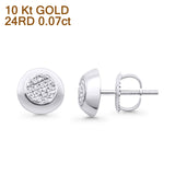 Solid 10K White Gold 7.8mm Round Shaped Diamond Stud Earrings Wholesale