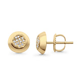 Solid 10K Yellow Gold 7.8mm Round Shaped Diamond Stud Earrings Wholesale