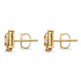Solid 10K Yellow Gold 7.9mm Square Shaped Round Diamond Stud Earrings Wholesale
