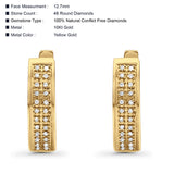 Solid 10K Yellow Gold 12.7mm Round Diamond Hoop Huggie Earrings Wholesale