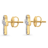 Solid 10K Yellow Gold 12.7mm Cross Shaped Ankh Diamond Stud Earrings Wholesale