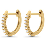 Solid 10K Yellow Gold 12.7mm Round Diamond Hoop Huggie Earrings Wholesale