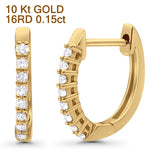 Solid 10K Yellow Gold 12.7mm Round Diamond Hoop Huggie Earrings Wholesale