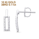 Solid 10K White Gold 12.7mm Rectangular Diamond Stud Earrings Wholesale