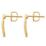 Solid 10K Yellow Gold 12.7mm Rectangular Diamond Stud Earrings Wholesale