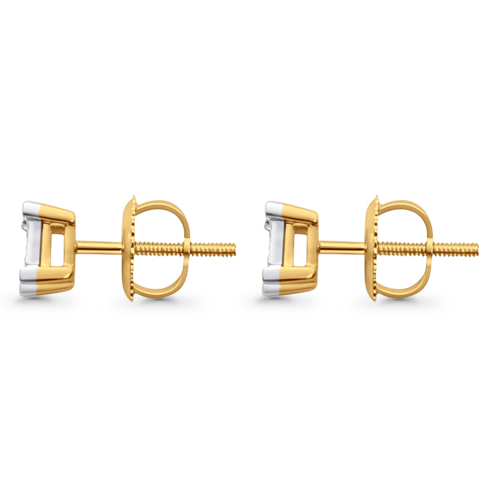 Solid 10K Yellow Gold 6.4mm Square Shaped Round Diamond Stud Earrings –  Blue Apple Imports