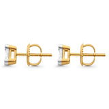 Solid 10K Yellow Gold 6.4mm Square Shaped Round Diamond Stud Earrings Wholesale