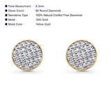 Solid 10K Yellow Gold 8.3mm Round Micro Pave Diamond Stud Earring Wholesale