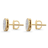 Solid 10K Yellow Gold 8.3mm Round Micro Pave Diamond Stud Earring Wholesale