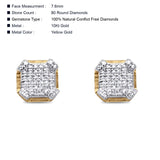 Diamond Stud Earrings 7.6mm Octagonal Shaped 10K Yellow Gold Wholesale