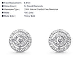 Solid 10K Yellow Gold 8.5mm Cluster Pave Round Diamond Stud Earring Wholesale