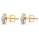 Solid 10K Yellow Gold 8.5mm Cluster Pave Round Diamond Stud Earring Wholesale