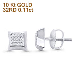 Diamond Stud Earrings 7mm Square Shaped 10K White Gold Wholesale