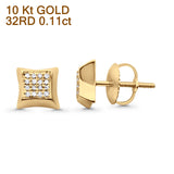 Diamond Stud Earrings 7mm Square Shaped 10K Yellow Gold Wholesale