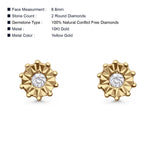 Diamond Round Stud Earrings 6.6mm 10K Yellow Gold Wholesale