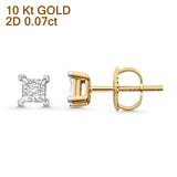 Diamond Stud Earrings 4.5mm Square 10K Yellow Gold Wholesale