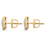 Solid 10K Yellow Gold 8mm Ice Square Shaped Pave Round Diamond Stud Earrings Wholesale