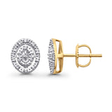 Solid 10K Yellow Gold 9.3mm Round Shaped Pave Diamond Stud Earrings Wholesale