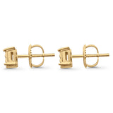 Solid 10K Yellow Gold 5.7mm Accent Square Shaped Round Diamond Stud Earrings Wholesale