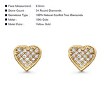 Solid 10K Yellow Gold 6.5mm Heart Shaped Round Diamond Stud Earrings Wholesale
